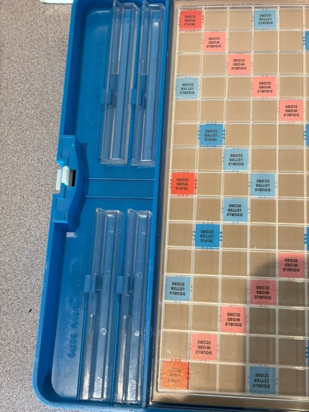 Vintage 1977 Scrabble Travel Edition Crossword Game #52 Blue Case Wood Tiles